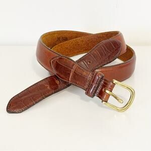 Vintage Lands' End Brown Leather Men's Belt Made in USA